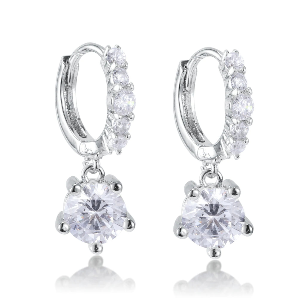 Fion Round CZ Drop Earrings | 1ct