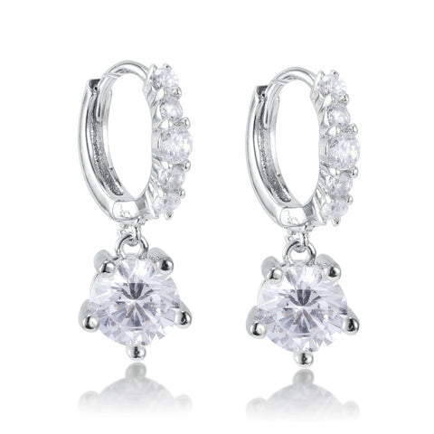 Fion Round CZ Drop Earrings | 1ct