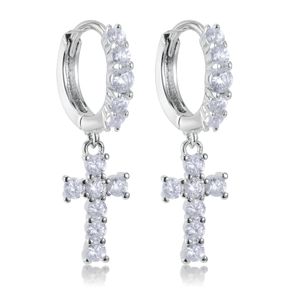 Fiona Religious Cross CZ Drop Earrings | 1ct