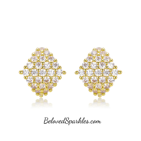 Fiona CZ Diamond Shape Huggie Earrings