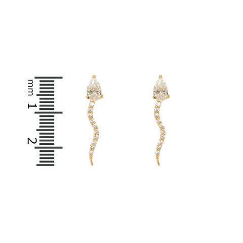Flavia Snake CZ Gold Stud Earrings