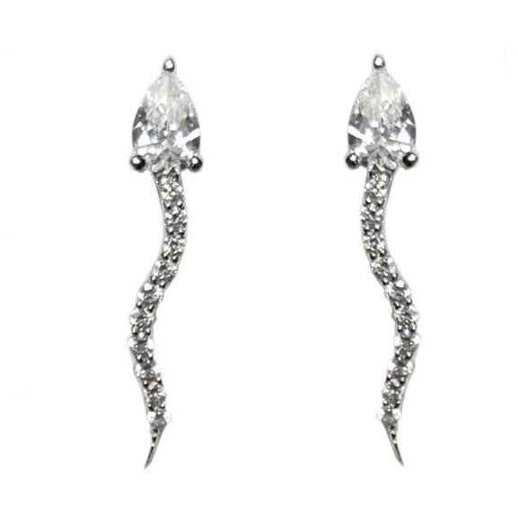 Flavia Snake CZ Silver Stud Earrings