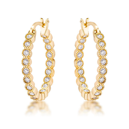 Flo 2.3mm Round CZ Dotted Beze Set Hoop Earrings | 0.5ct