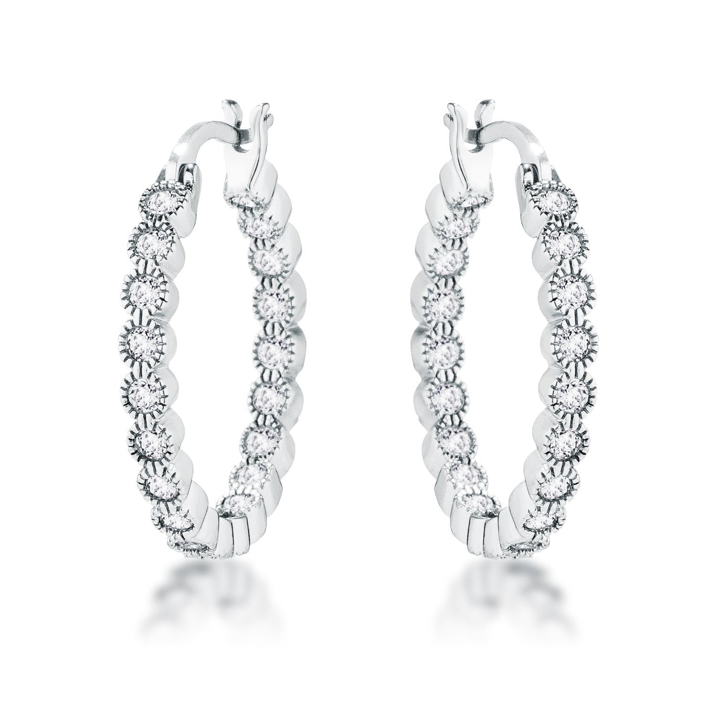 Flo 2.3mm Round CZ Dotted Bezel Hoop Earrings | 0.5ct