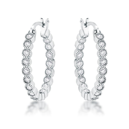 Flo 2.3mm Round CZ Dotted Bezel Hoop Earrings | 0.5ct