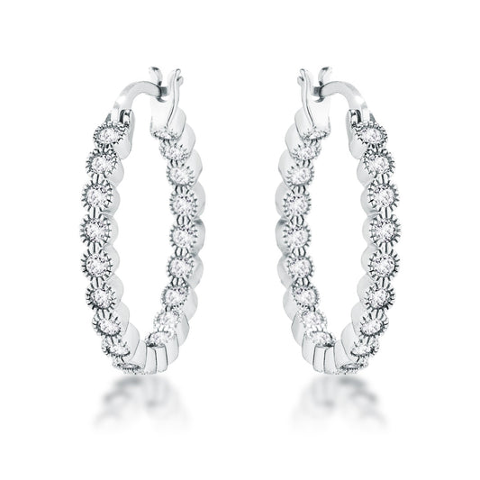 Flo 2.3mm Round CZ Dotted Bezel Hoop Earrings | 0.5ct