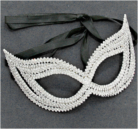 Frances Double Cluster Cat Eye Crystal Silver Masquerade Mask. - Beloved Sparkles
 - 1
