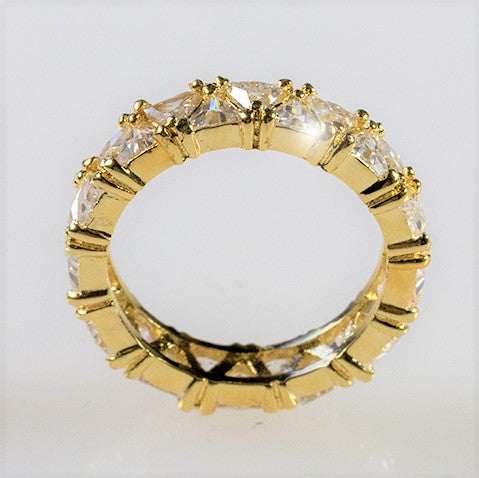 Freya Trillion Cut Eternity Gold Ring | 6ct