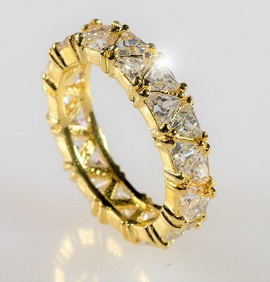 Freya Trillion Cut Eternity Gold Ring | 6ct