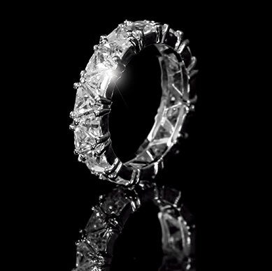 Freya Trillion Cut Eternity Stackable Ring | 6ct