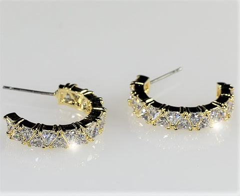 Freya Trillion Cut Gold Hoop Earrings | 4.5ct | 18k Gold