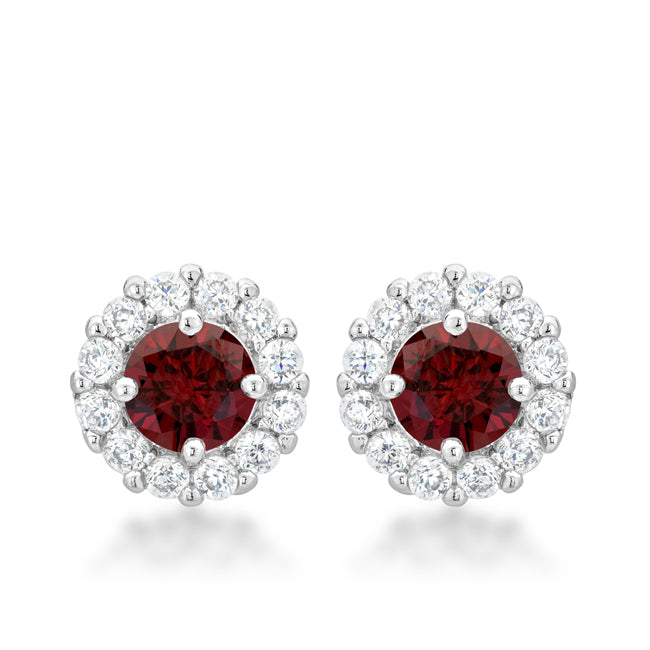 Belle Garnet Red Halo Stud Earrings | 2ct