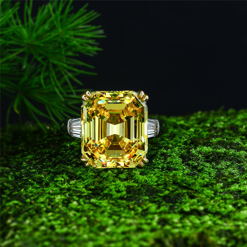 Genevieve 16x14mm Emerald CZ Engagement Ring | 17ct | 925 Sterling Silver