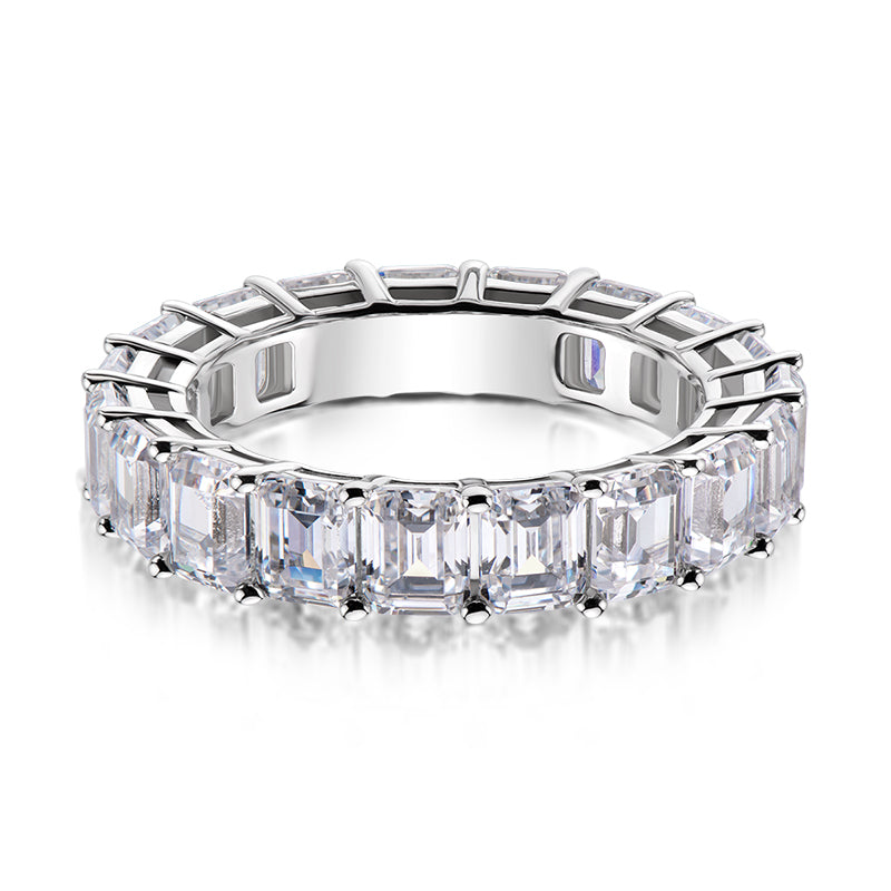 Gigi 5x4mm Emerald CZ Eternity Stackable Ring | 6ct | Sterling Silver