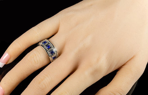 Gina Sapphire and Clear Encrusted Band Ring | 3ct