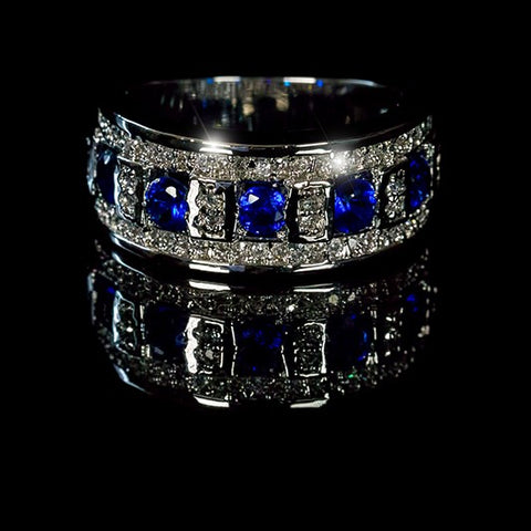 Gina Sapphire and Clear Encrusted Band Ring | 3ct