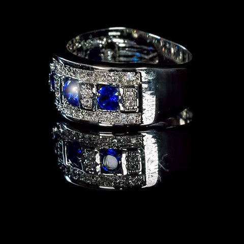 Gina Sapphire and Clear Encrusted Band Ring | 3ct