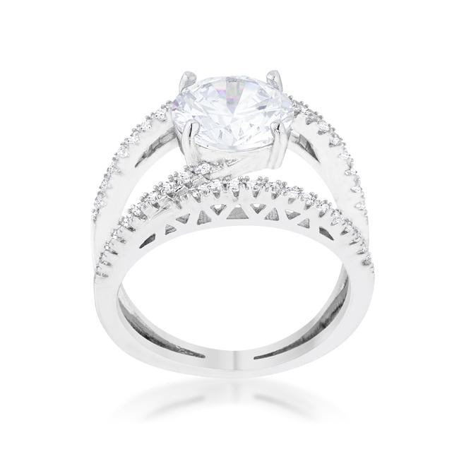 Girana 3ct Round CZ Contemporary Engagement Ring | 3.5ct