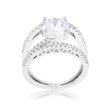 Girana 3ct Round CZ Contemporary Engagement Ring | 3.5ct