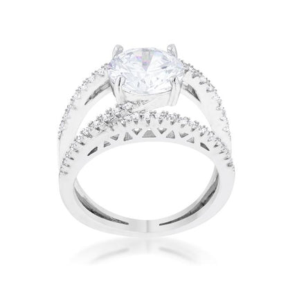 Girana 3ct Round CZ Contemporary Engagement Ring | 3.5ct