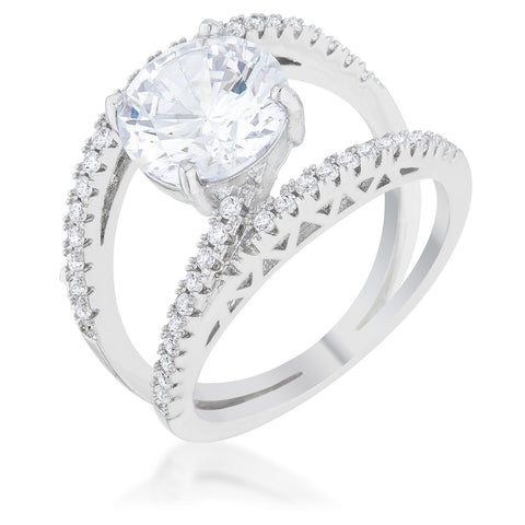 Girana 3ct Round CZ Contemporary Engagement Ring | 3.5ct