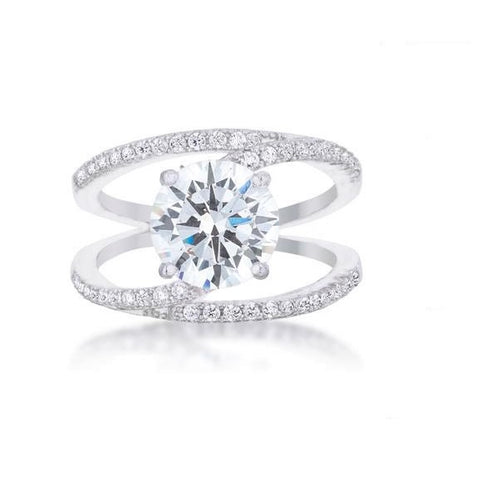 Girana 3ct Round CZ Contemporary Engagement Ring | 3.5ct