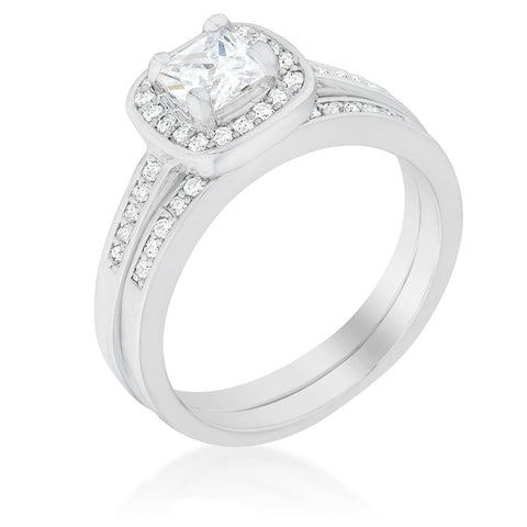 Grable Cushion Halo Engagement Wedding Ring Set | 1.5ct