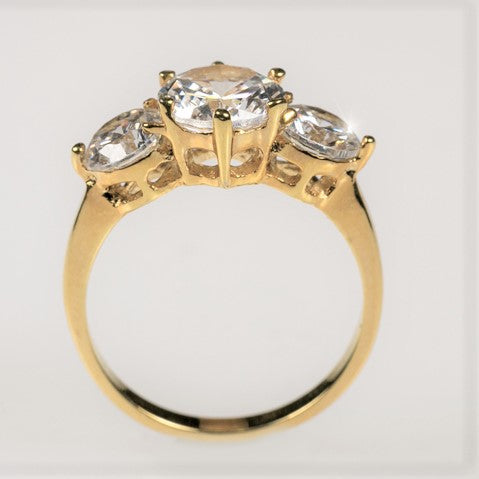 Grania Three Stone Round Cut Engagement Ring | 2.7ct