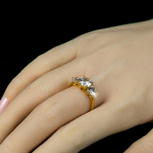 Grania Three Stone Round Cut Engagement Ring | 2.7ct