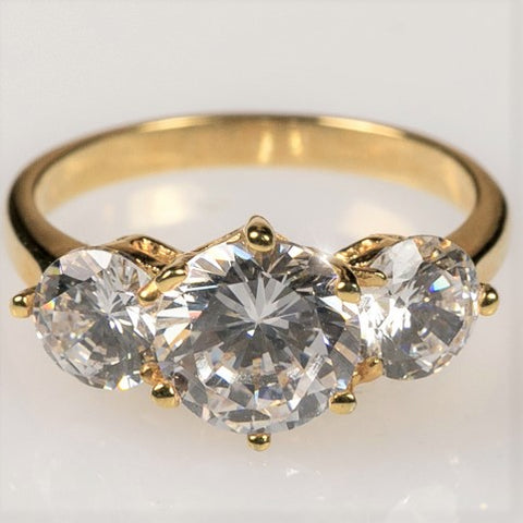 Grania Three Stone Round Cut Engagement Ring | 2.7ct