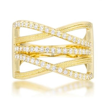 Greta 18k Gold Wide Cocktail Cable  Ring | 0.8ct