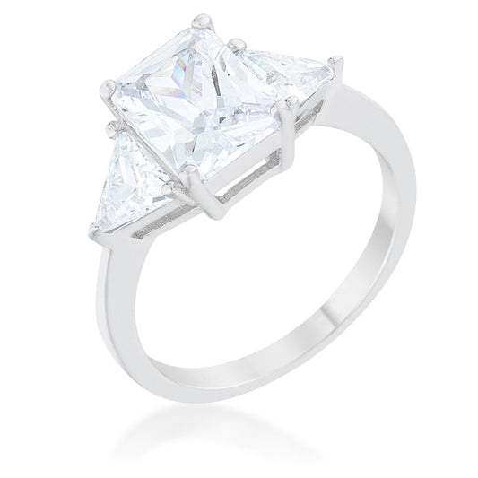 Gretchen 9x7mm Radiant CZ Three Stone Ring  | 3ct