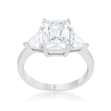 Gretchen 9x7mm Radiant CZ Three Stone Ring  | 3ct