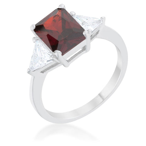 Gretchen 3ct Garnet Red Radiant CZ Engagement Ring | 4.5ct