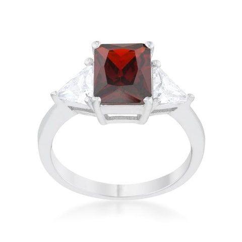 Gretchen 3ct Garnet Red Radiant CZ Engagement Ring | 4.5ct