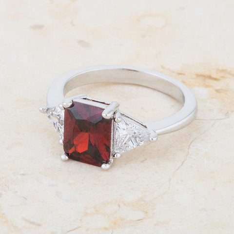 Gretchen 3ct Garnet Red Radiant CZ Engagement Ring | 4.5ct