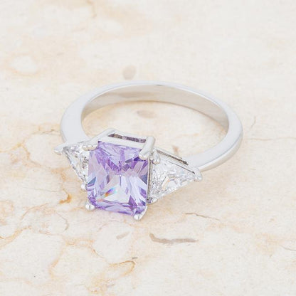 Gretchen Lt Amethyst Radiant CZ Cocktail Ring  | 4.5ct