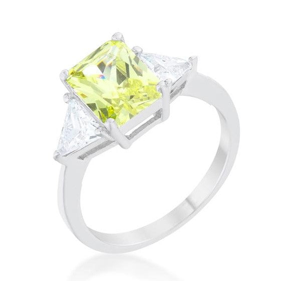 Gretchen 3ct Peridot Radiant CZ Cocktail Ring | 4.5ct
