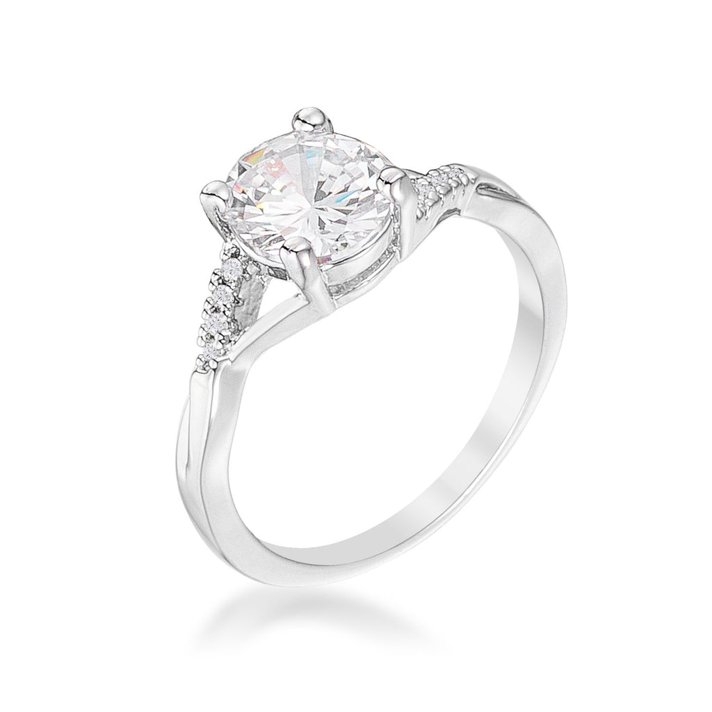 Grizel Silvertone Simple CZ Engagement Ring | 1.5ct