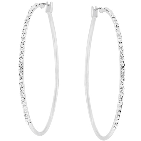 Gwen Large CZ Silver  Hoop Earrings