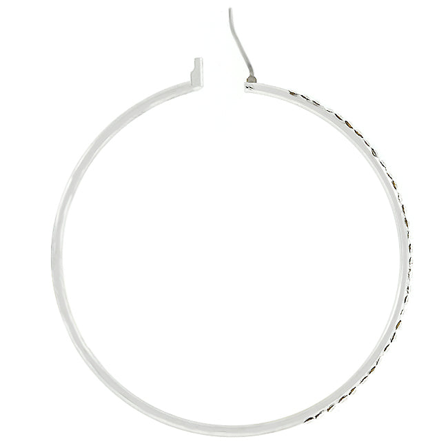 Gwen Large CZ Silver  Hoop Earrings