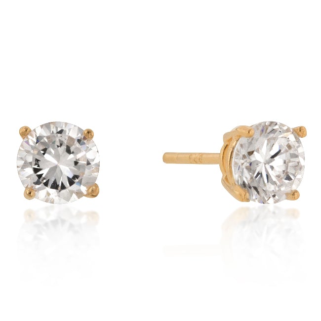 Haley Round Cut Gold Stud Earrings – 6mm  | 1.25ct | Sterling Silver