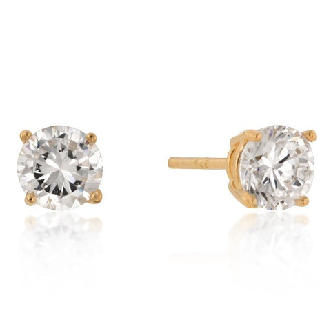 Haley Round Cut Gold Stud Earrings – 5mm  | 0.75ct | Sterling Silver