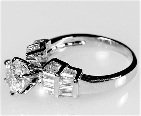 Haley Tapered Baguette 1ct Round Engagement Ring | 3.5ct