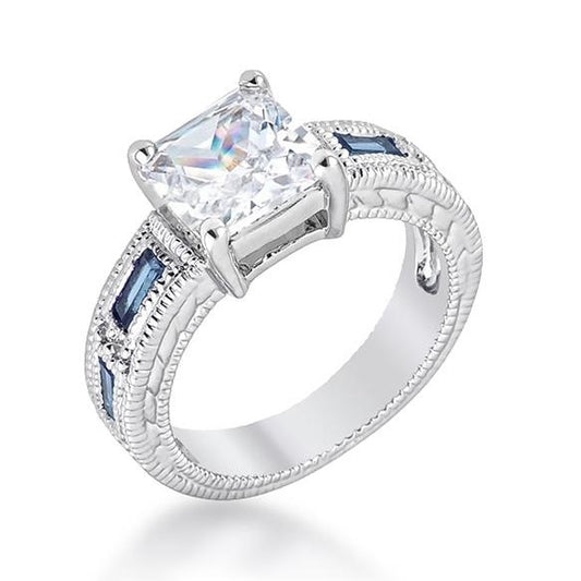 Halle 3ct Princess Cut Sapphire Baguette  Engagement Ring | 4ct