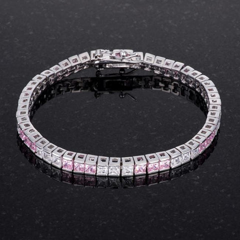 Hana Pink Clear Princess CZ Tennis Bracelet – 6.75in | 11ct