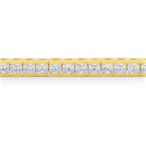 Hana Princess CZ Gold Tennis Bracelet – 7in | 11ct
