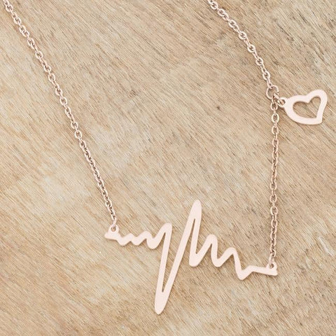 Hana Heartbeat Silver Stainless Steel Necklace