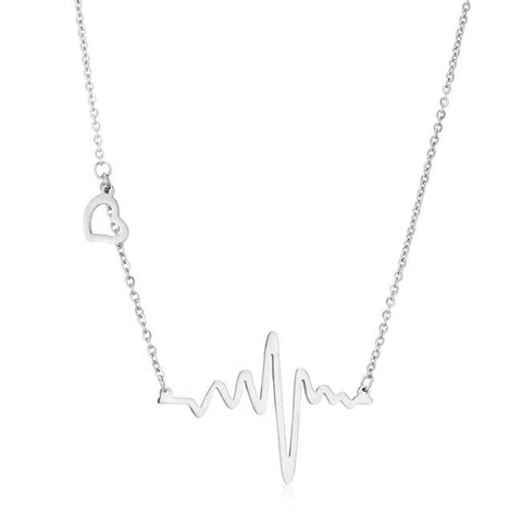 Hana Heartbeat Silver Stainless Steel Necklace