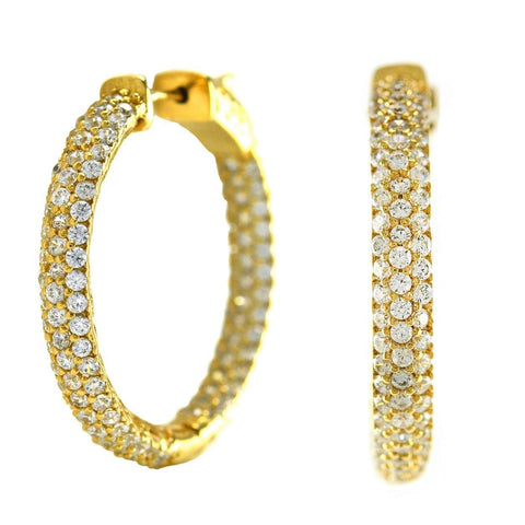 Heija CZ Inside Out Hoop Earrings | 18k Gold | 30mm